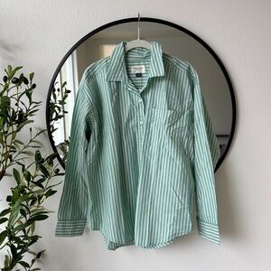American Eagle Outfitters Button Down Women’s Striped Shirt, Green White, S